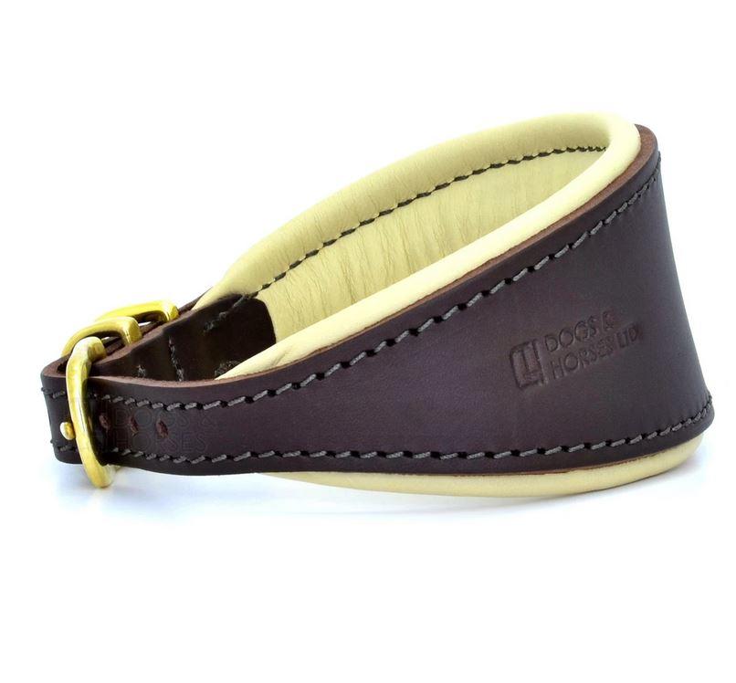 D&H Classic Colours Leather Hound Collar - Brown/Cream