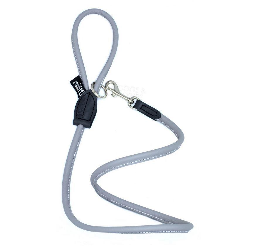 D&H Contemporary Colours Rolled Leather Luxuray Dog Lead Grey
