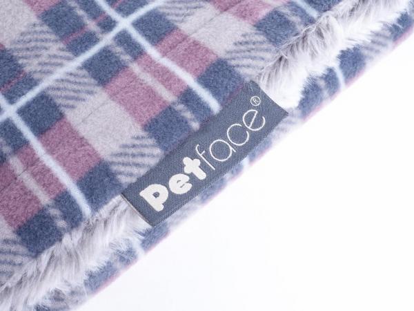 Petface Dove Grey Check Comforter Pet Blanket - close up