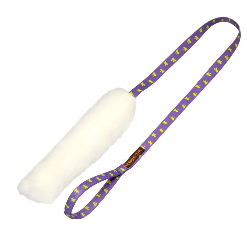 Tug-E-Nuff Chaser Tug Toy Sheepskin - White and Purple
