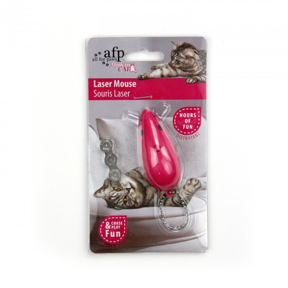 All For Paws Modern Cat Laser Mouse Pink Packaged