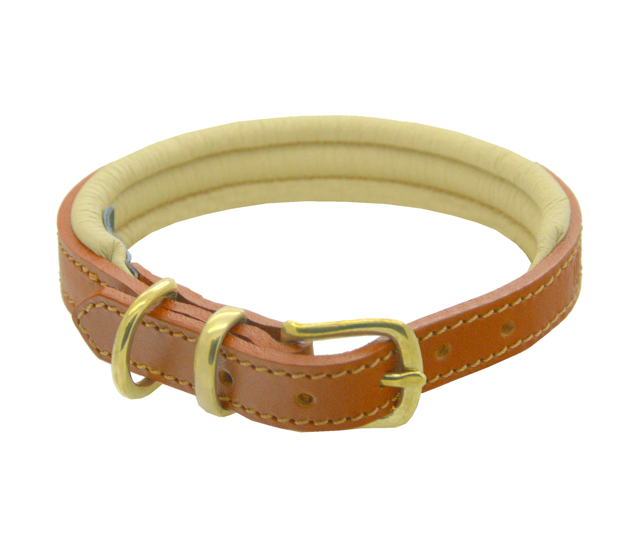 D&H Classic Colours Leather dog collar in tan and cream