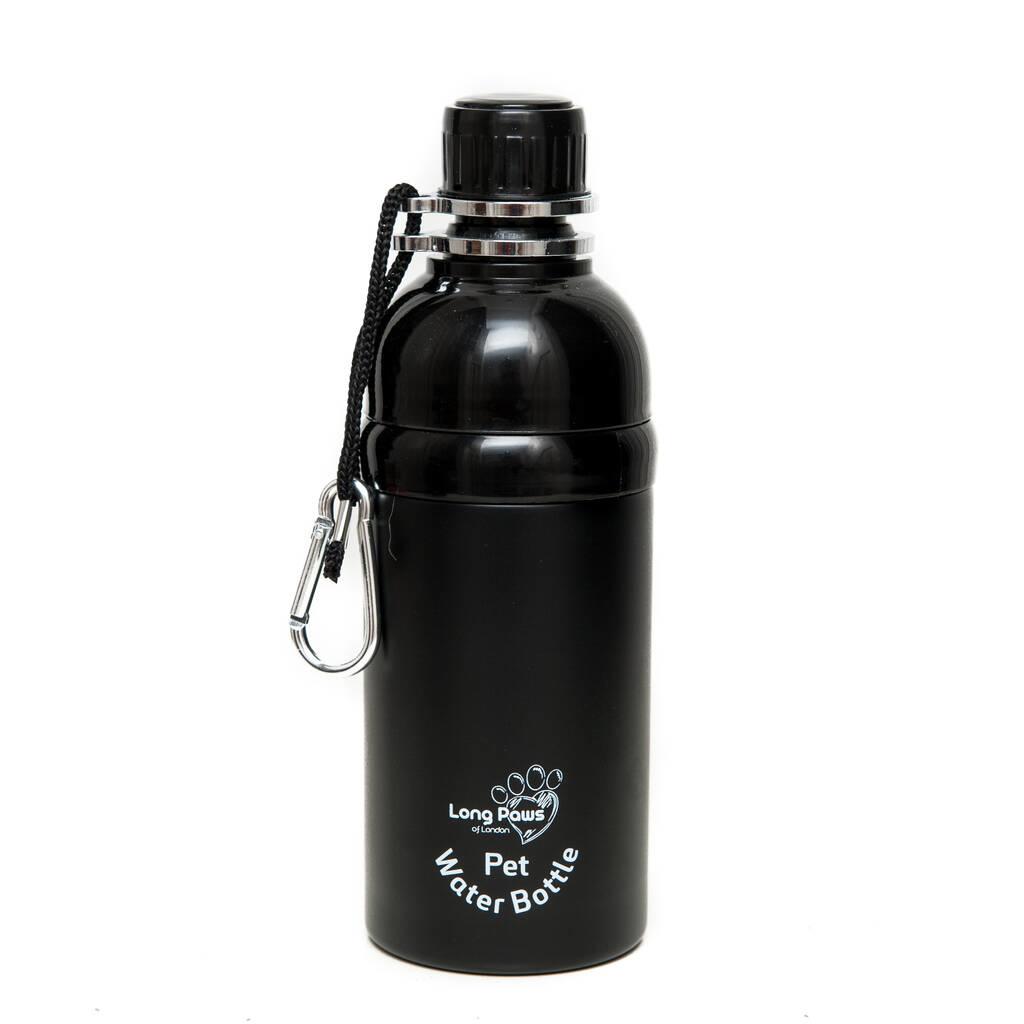 long paws pet water bottle - black design 500ml
