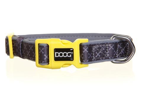 DOOG neoprene dog collar - Odie - grey crossbone design with yellow clasp