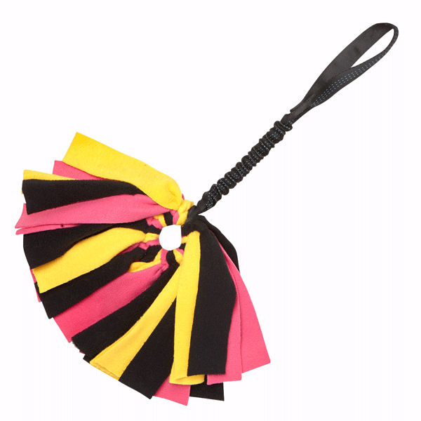 Tug-E-Nuff Crazy Thing Bungee Tug Toy For Dogs - Black Pink and Yellow