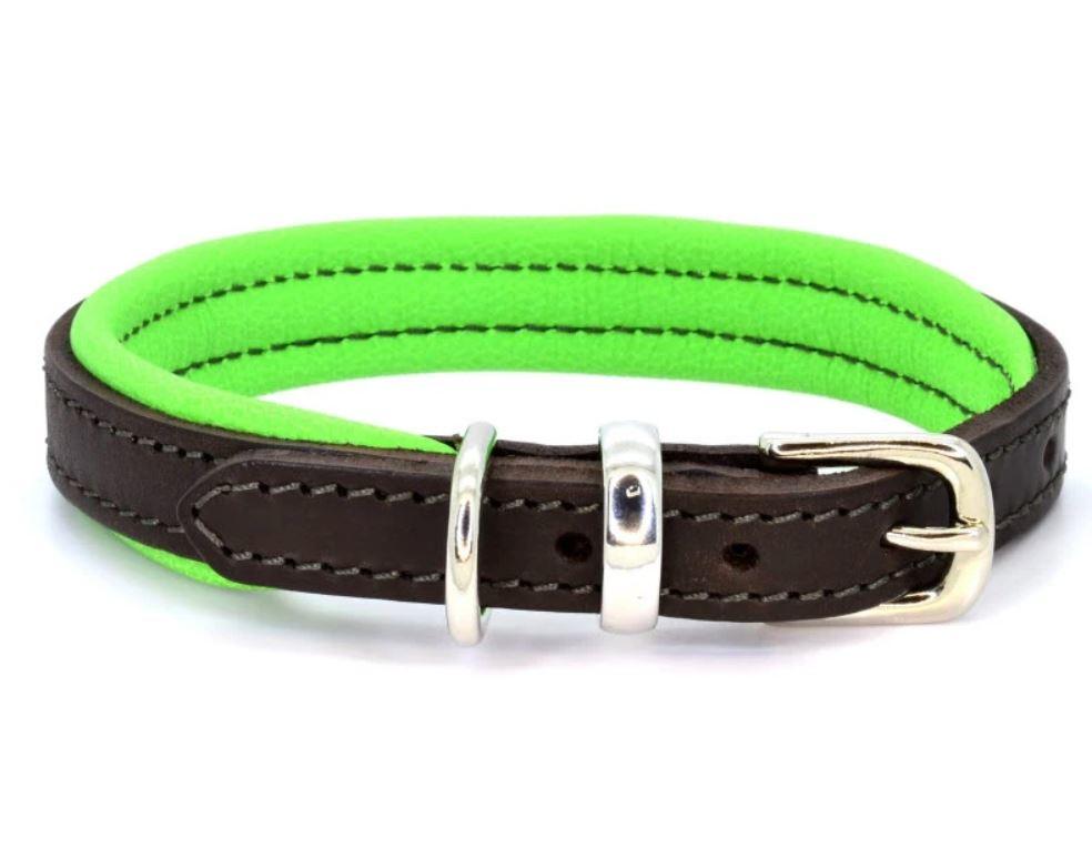 D&H Contemporary Colours Leather dog collar in green