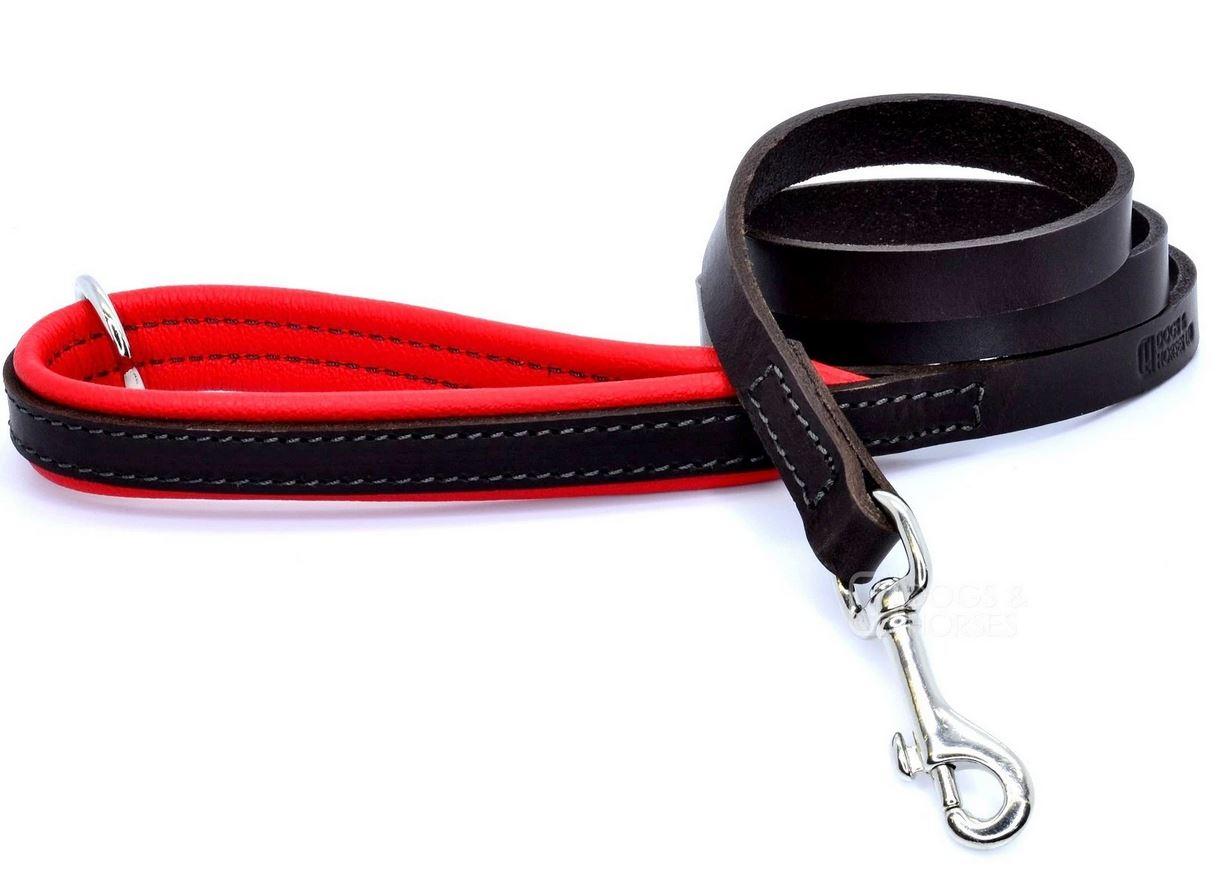 D&H Contemporary Colours Luxury Leather Dog Lead Red