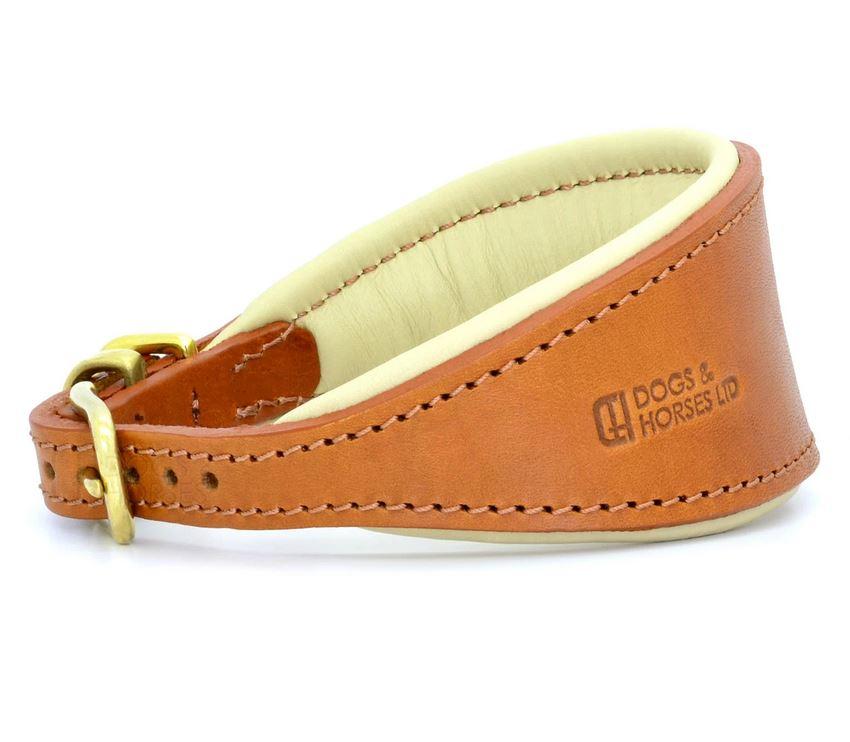 D&H Classic Colours Leather Hound Collar - Tan/Cream
