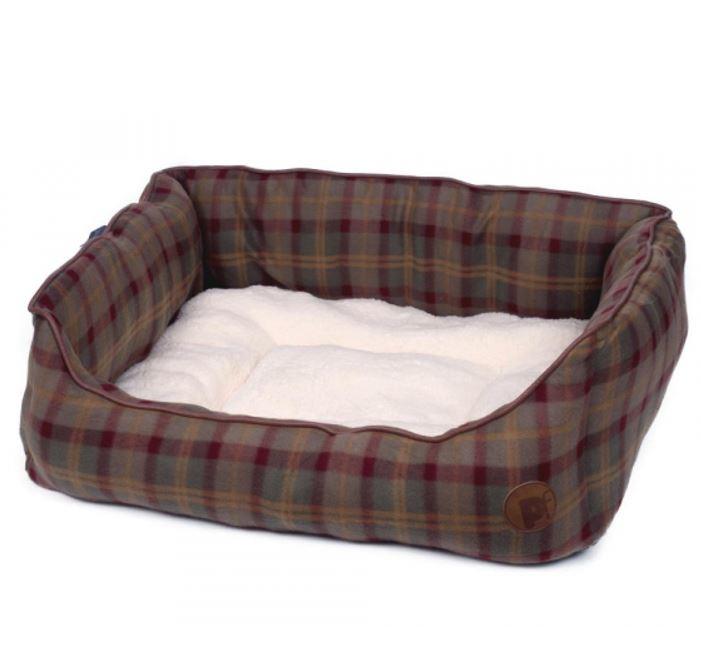 Petface Country Check cosy square dog bed