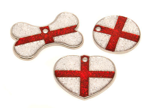 Flag Engraved ID Tag England - glitter