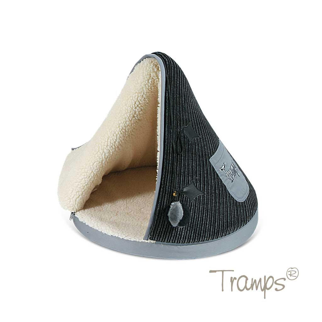 Tramps cat teepee bed in black and grey