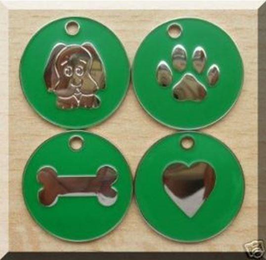 Nickel Design Engraved Dog Tags Green