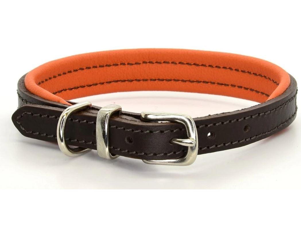 D&H Contemporary Colours Leather dog collar in orange