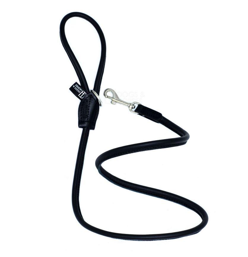 D&H Contemporary Colours Rolled Leather Luxuray Dog Lead Black