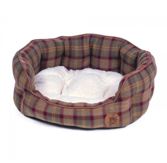 Petface Country Check cosy oval dog bed
