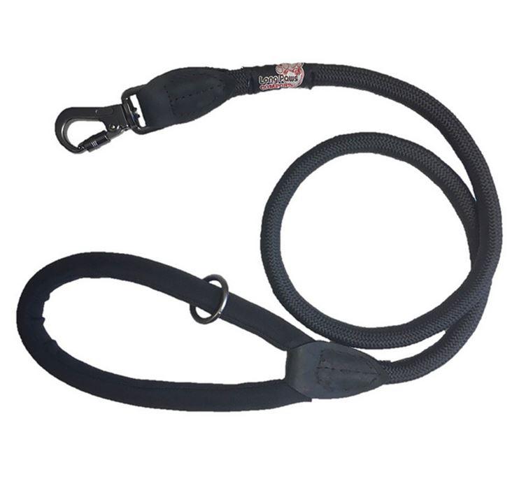 Long Paws Comfort Rope Leash For Dogs All Black