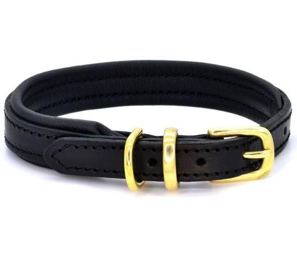 D&H Classic Colours Leather dog collar in black