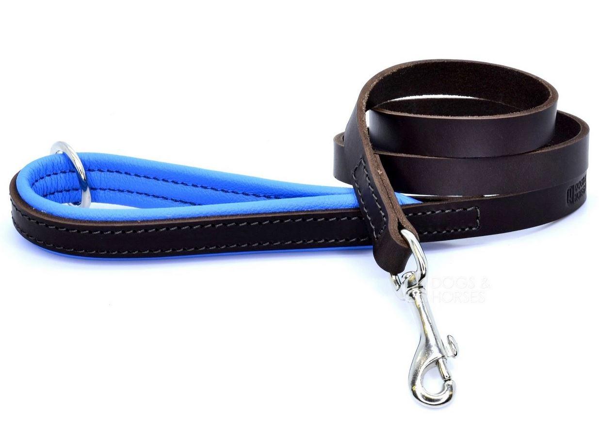 D&H Contemporary Colours Luxury Leather Dog Lead Blue