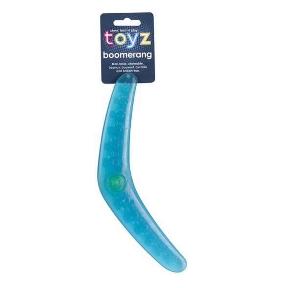 Petface Toyz Rubber Boomerang Dog Toy Blue