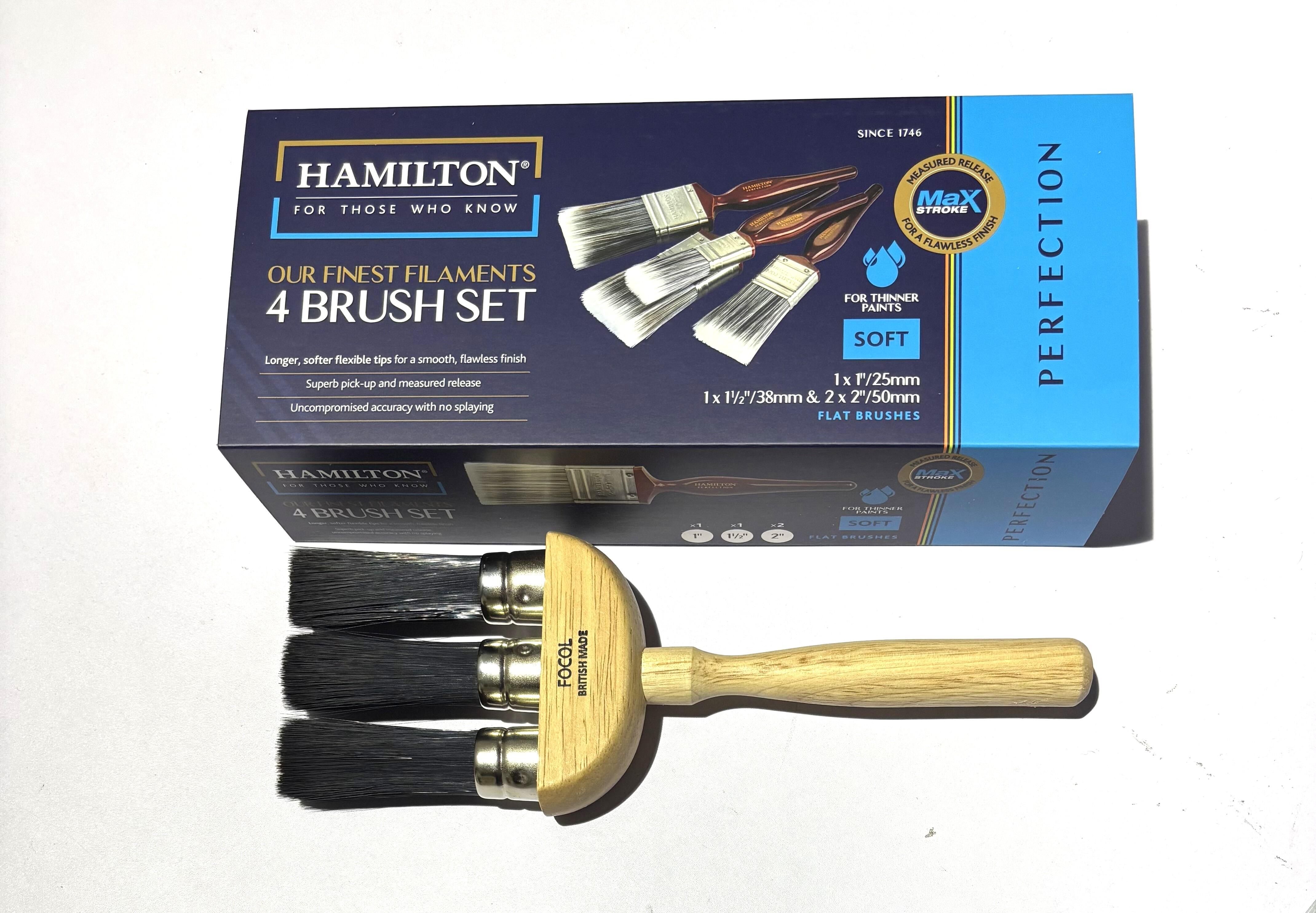 Hamilton Perfection MaxStroke Paint Brush Set 4 Piece plus Focol British 3 Ring Dusting Brush