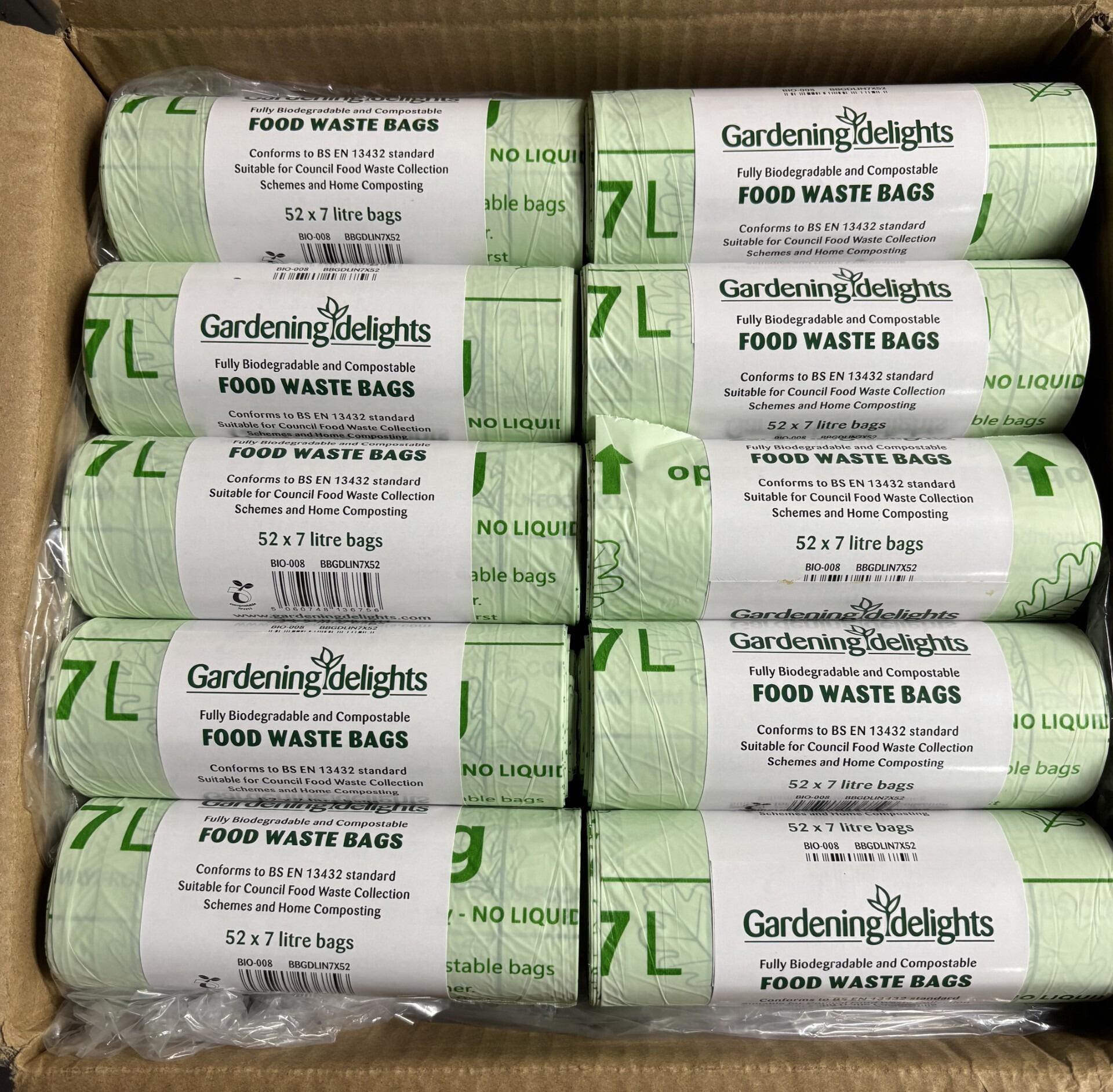 Compostable Caddy Liners Food Waste Bags 7 Litre Roll of 52