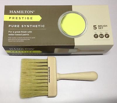 Pack of 5 Hamilton Prestige Synthetic paint brushes with a white synthetic bristle dusting brush