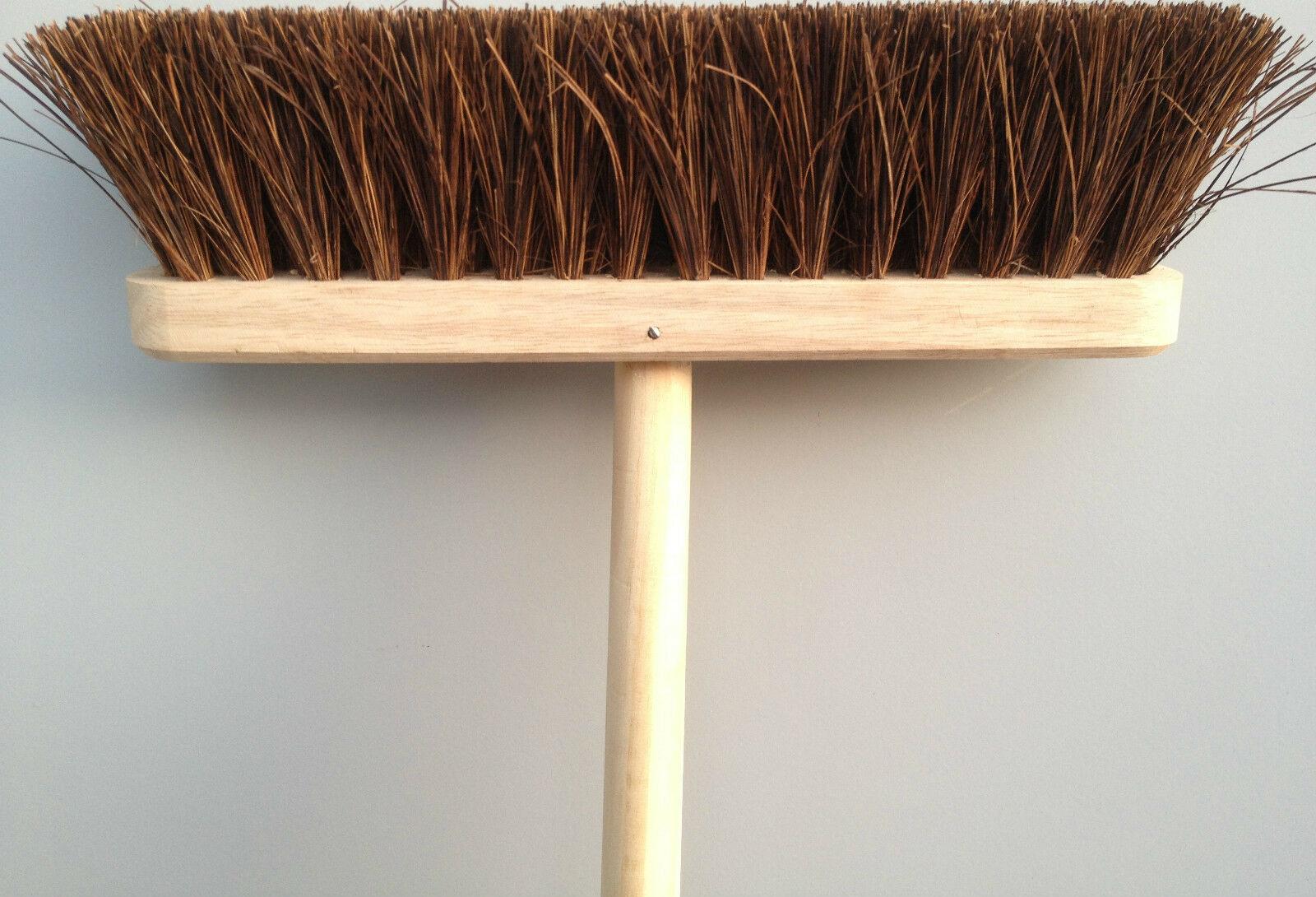 Garden Brush With Nailed Handle 12 inch Semi Stiff Bassine Sweeping Broom