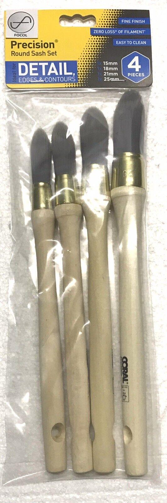 Coral Precision Round Sash Paint Brush Set 4 Piece Set 33480 Incl Vat