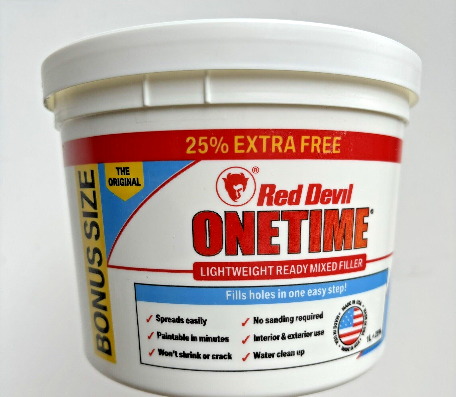 Red Devil OneTime Lightweight Filler 1 Litre plus 25% extra free