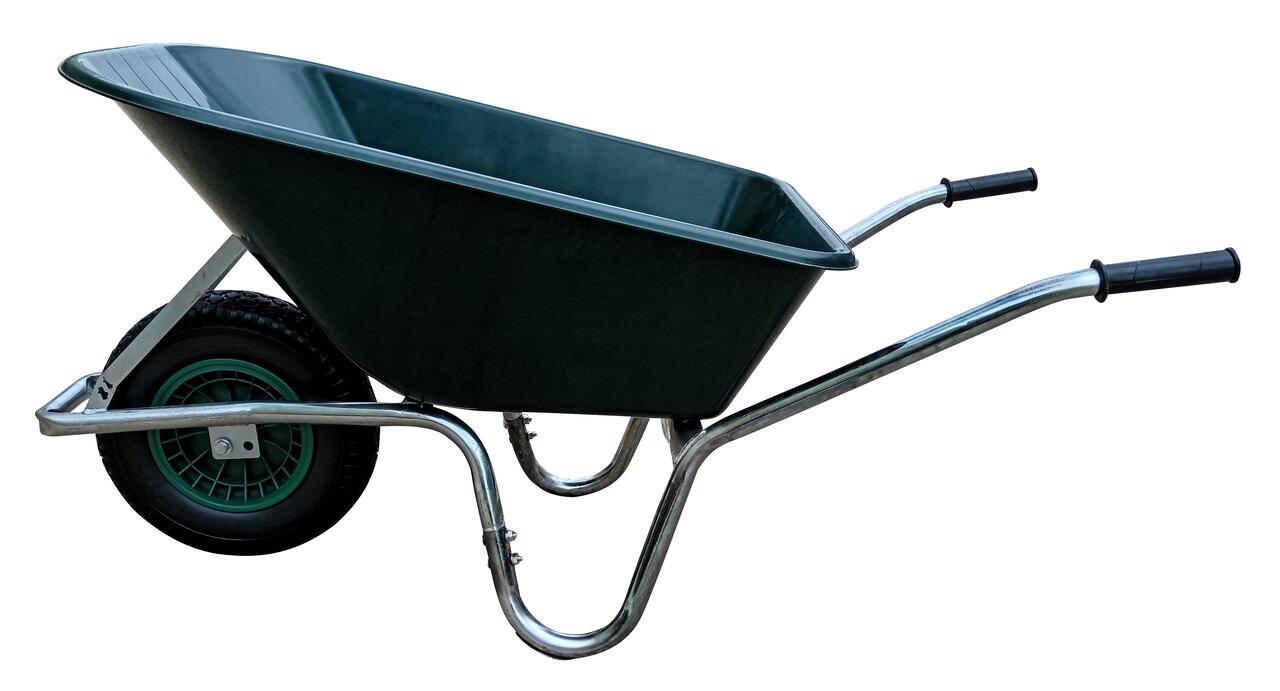 Big Mucker Green Wheelbarrow Side View