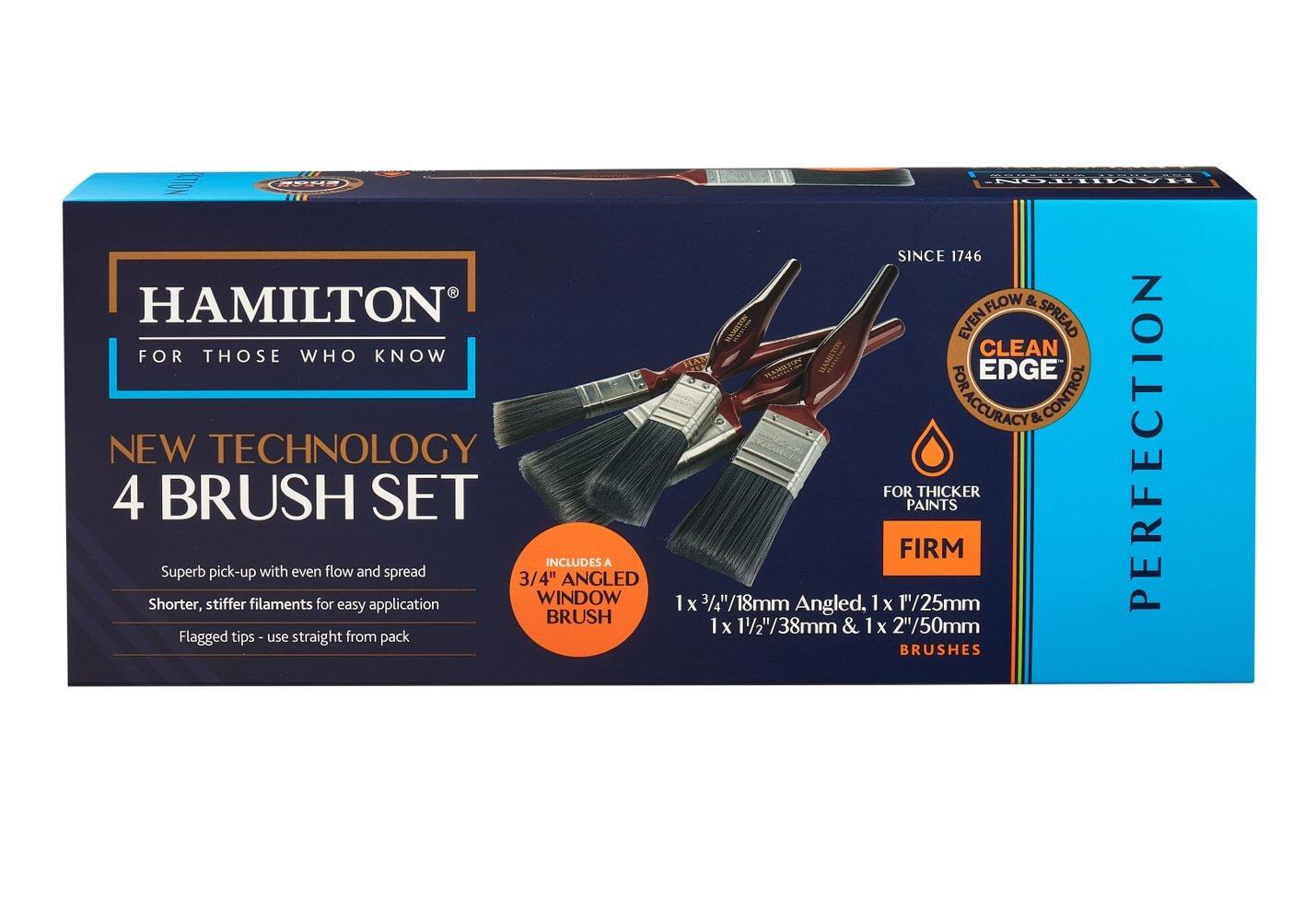 Hamilton Perfection Clean Edge Paint Brush Set 4 Piece Synthetic Replaces Pure Bristle