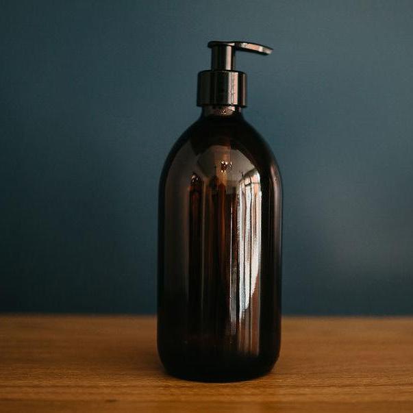 Reusable Amber Glass Bottle (Pump) | Eco Soap & Shampoo Dispenser UK