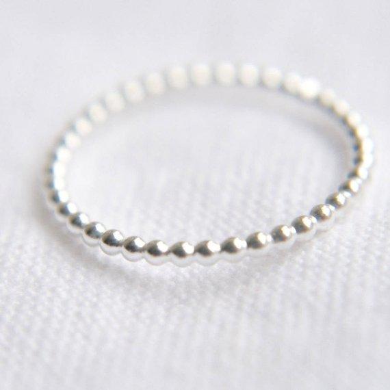 Details about  / Beaded Stackable Ring In Sterling Silver