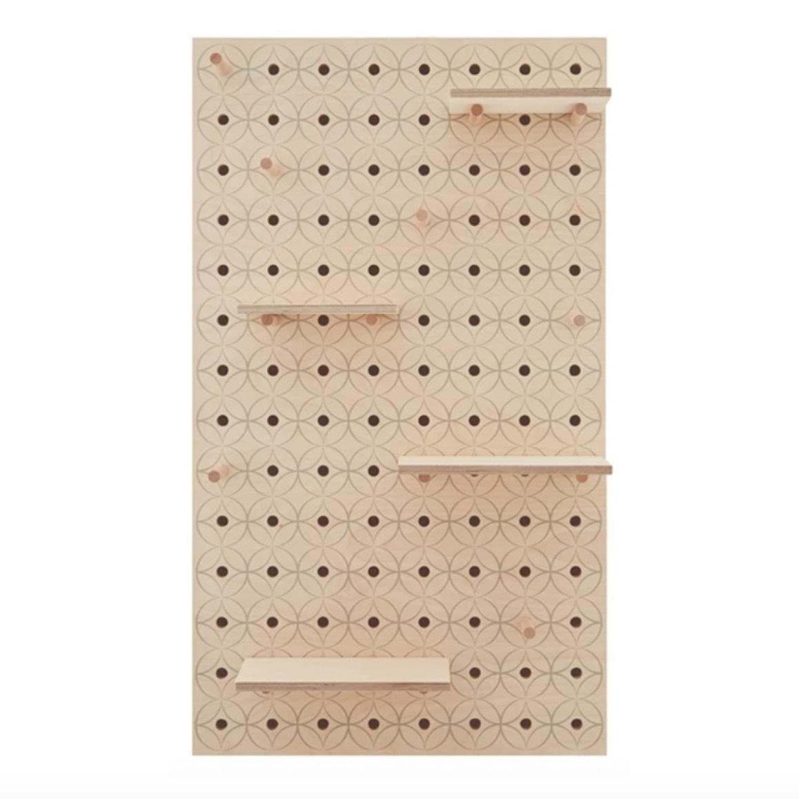 Large Wooden Pegboard Circle Pattern Sustainable Beech Pegboard UK