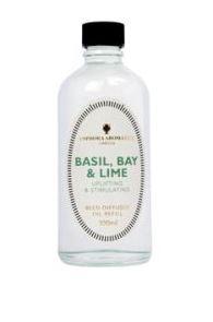 clear glass bottle showing amphora basil and bay refill