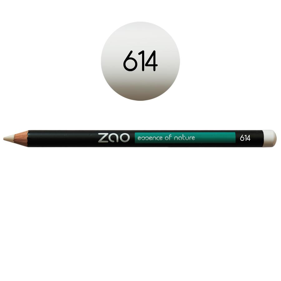 white eyeliner pencil on white background, label shows Zao