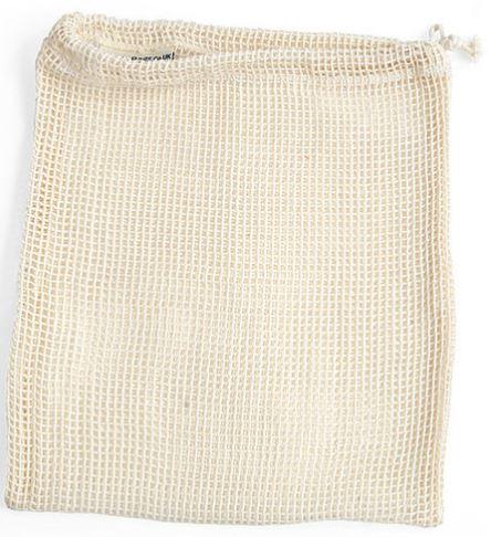 open woven net bag with draw string natural colour