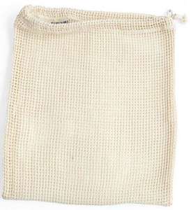 open woven net bag with draw string natural colour