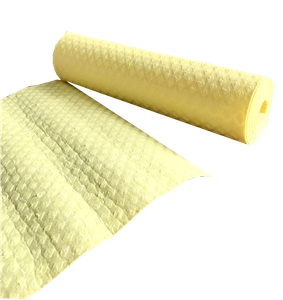 a roll of yellow sponge cloths with one sheet partially torn off