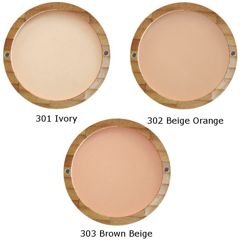 shades of 3 compact powders, 301 Ivory, 302 Beige orange, 303 Brown Beige