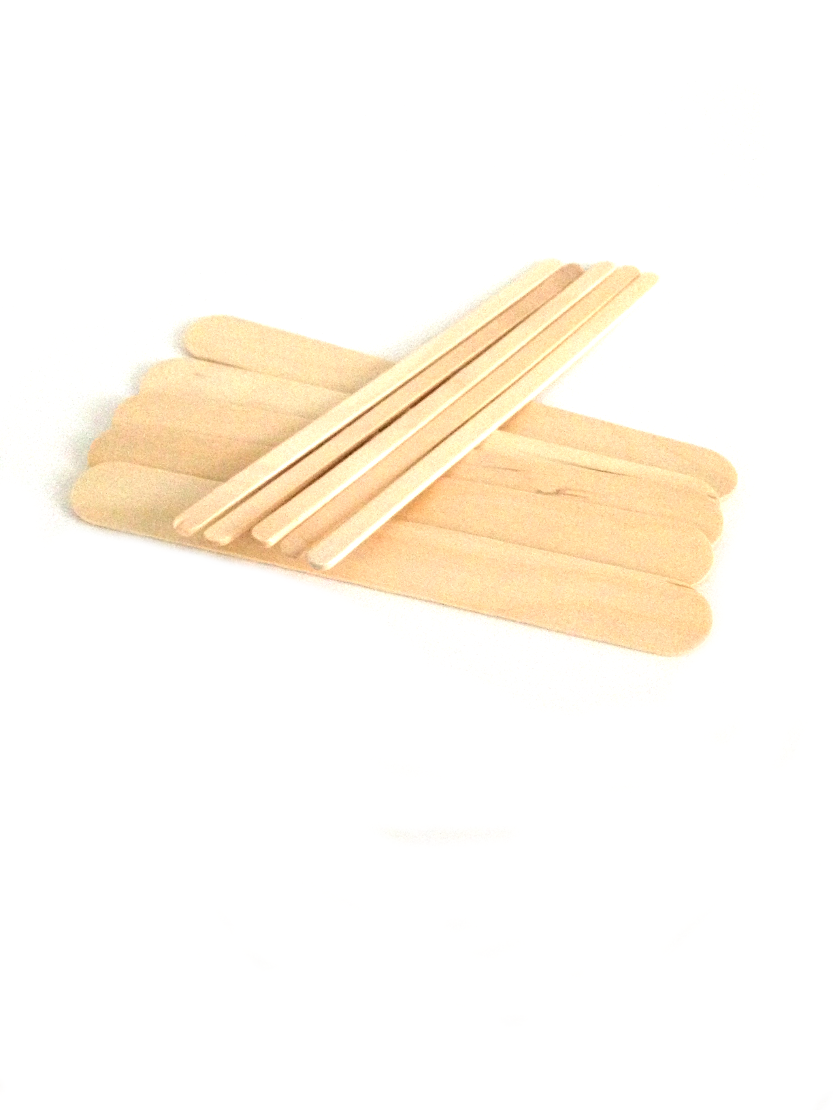Small bundle of wide and thin natural wood waxing spatula sticks
