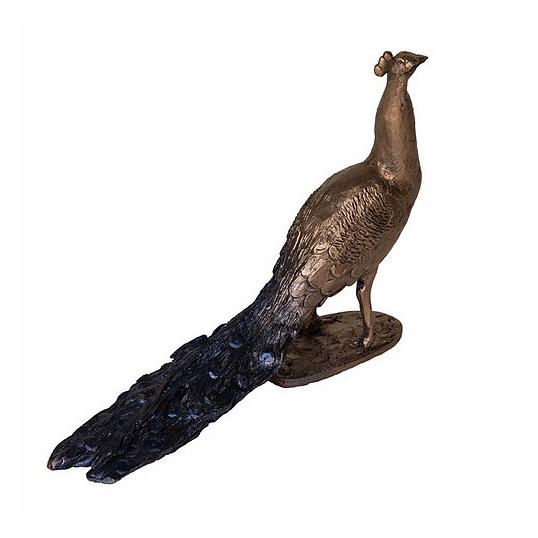 Peacock - Bronze Sculpture with Blue Tail - Thomas Meadows TM069B