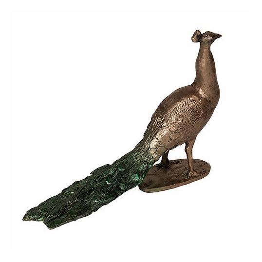 Peacock - Bronze Sculpture with Green Tail - Thomas Meadows TM069G