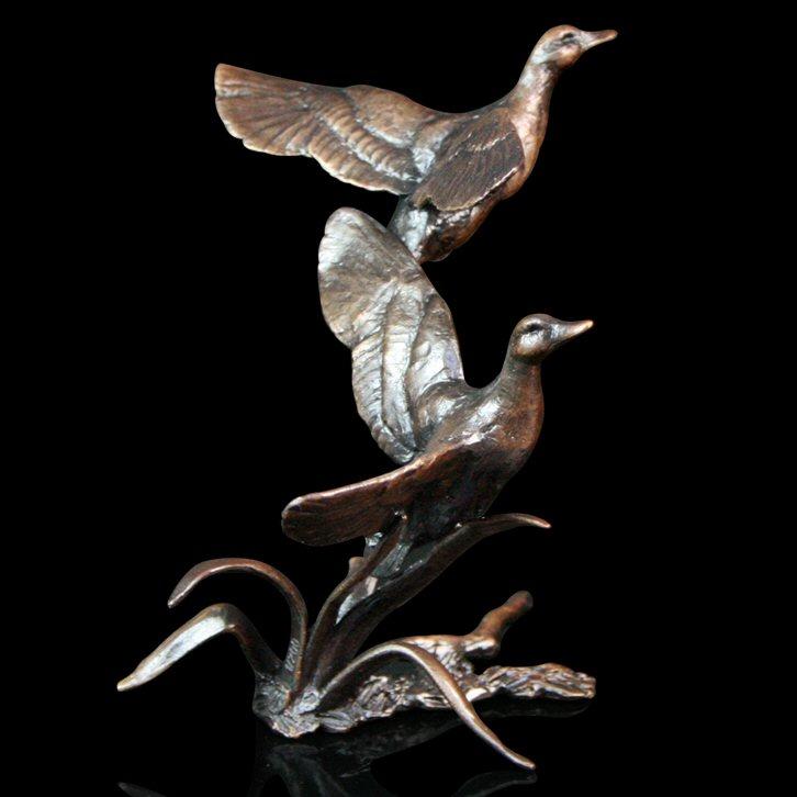 Mallards in Flight by Michael Simpson - Bronze Bird Sculpture - 544