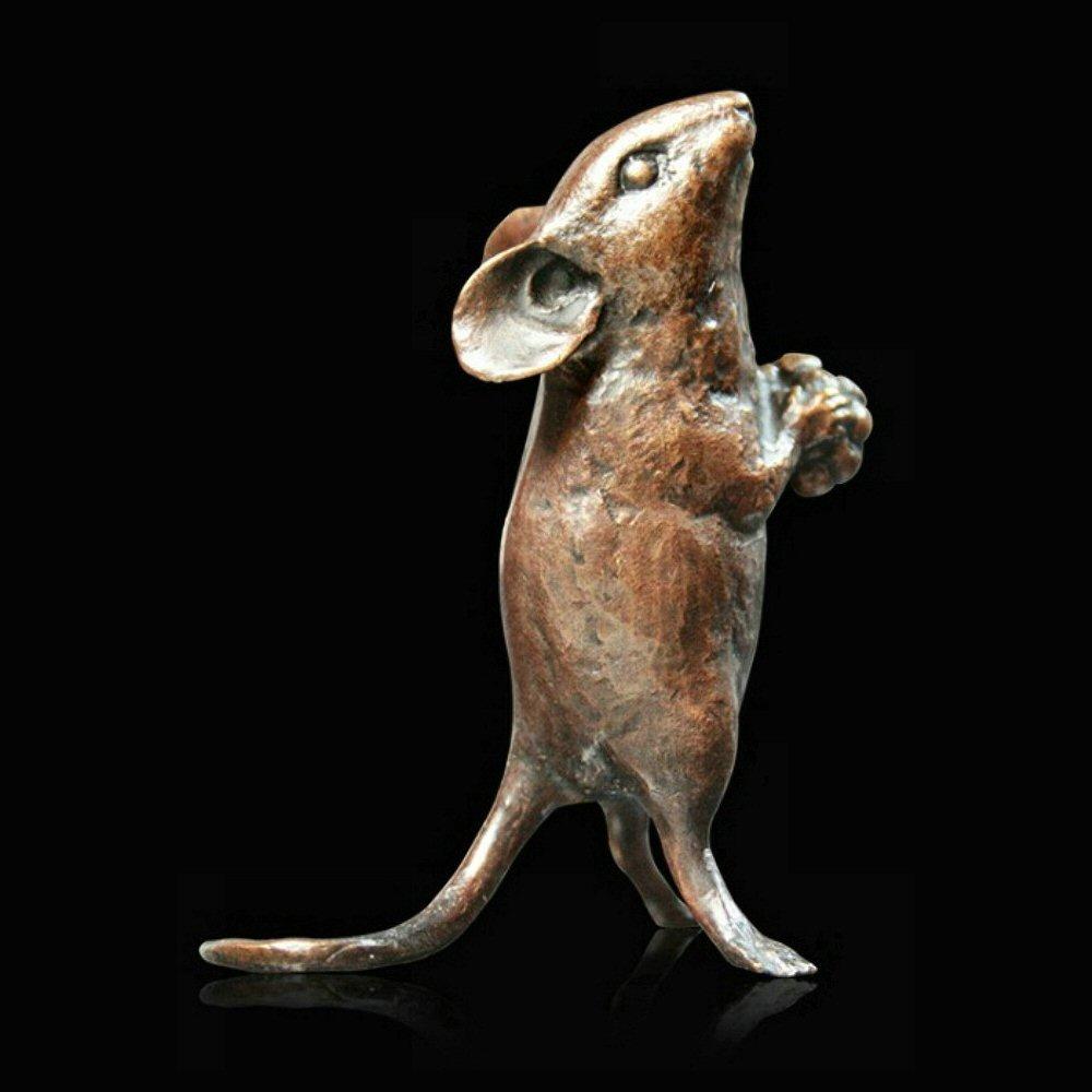 Mouse Holding Berry (922) in bronze by Michael Simpson