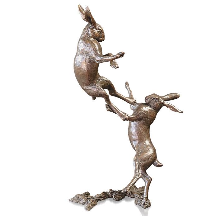 Medium Hares Boxing by Michael Simpson - Bronze Sculpture - 1140