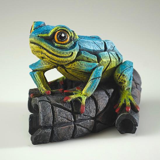 African Tree Frog - Blue & Yellow - EDGE Sculpture ED43BY Matt Buckley