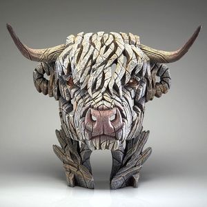Highland Cow Bust - White - EDGE Sculpture EDB30W by Matt Buckley