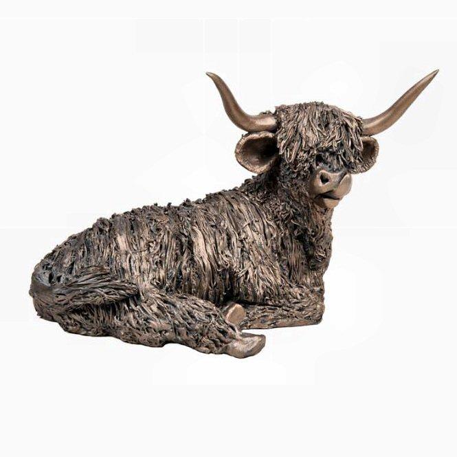 Highland Cow Resting - looking up (VB069) - Bronze Sculpture by ...