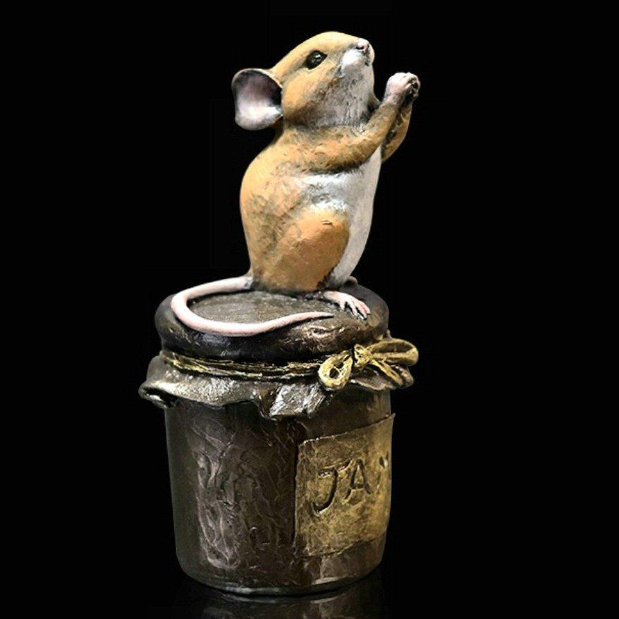 Mouse on Jam Jar - Bronze Sculpture - Michael Simpson - 245BR